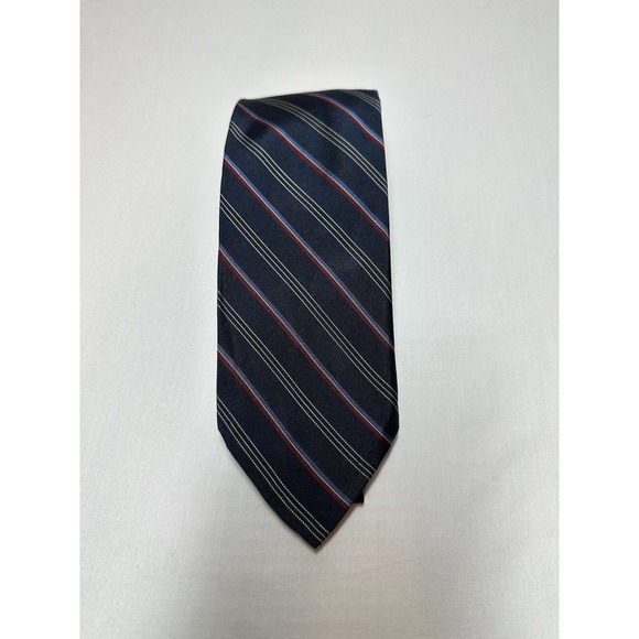 Polo Ralph Lauren Blue Silk Red Gold‎ Stripe Tie Hand Made 3" - Picture 1 of 4
